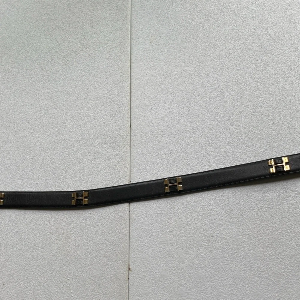 Roberto Bellido Black and Gold Leather Belt Size 36